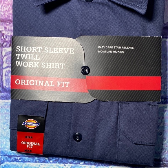 Dickies Men's Navy Short Sleeve Twill Work Shirt Medium - Picture 5 of 5